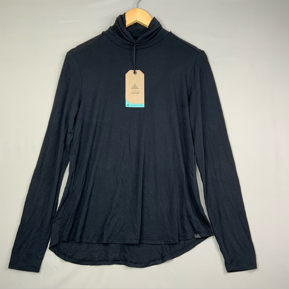 Prana Black Foundation Long Sleeve Turtleneck Top. Women’s Medium. (NWT).